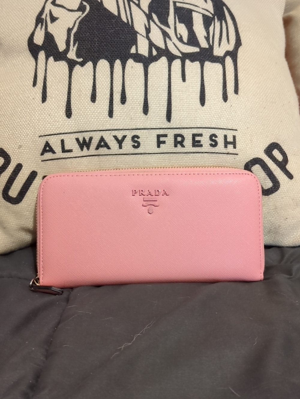 Prada Baby Pink Leather Zip Around Long Wallet - CUTE!